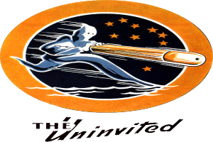 Ein Plakat mit einer Person in einem Raumanzug, die eine leuchtend gelbe Rakete hält, mit der Schrift 'Die Unerwünschten' in fetter schwarzer Schrift unten, vor einem tiefblauen Hintergrund.