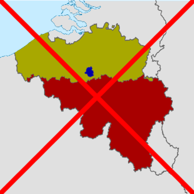 Eine Deutschlandkarte in Grün-, Rot- und Blautönen mit einem weißen Hintergrund, die ein rotes Kreuz in der Mitte zeigt, das anzeigt, dass das Land nicht zugelassen ist.