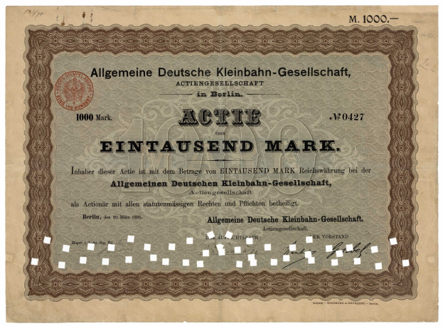 Alter deutscher Regierungsschatzschein mit gedrucktem Text und einem offiziellen Stempel.