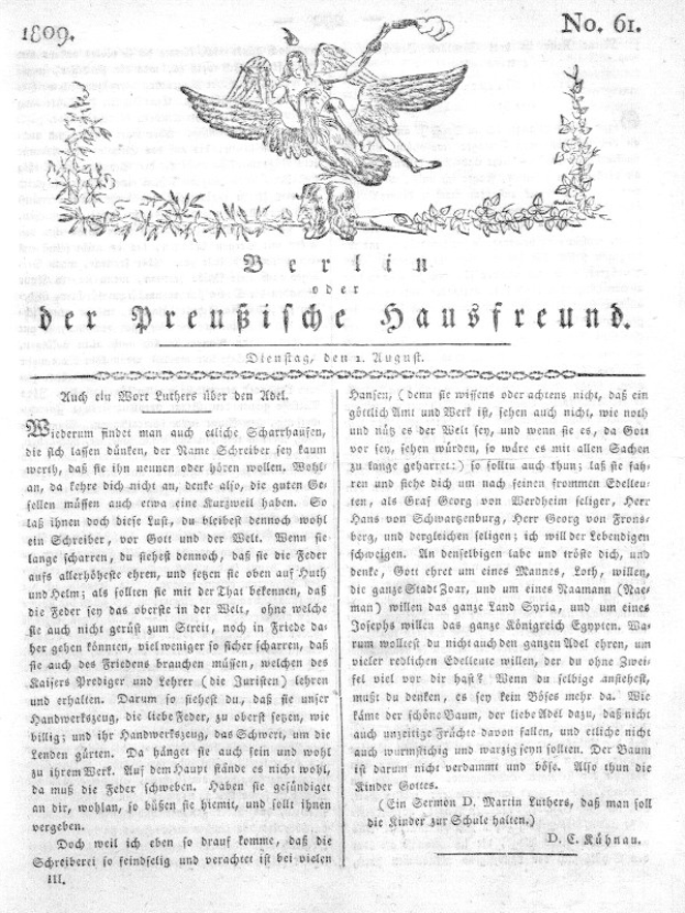 Titelblatt der ersten Auflage der deutschen Verfassung mit einer Adlerillustration und Text, sowie einer Darstellung einer Figur, die die deutsche Regierung darstellt.