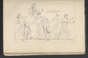 Ein Buchumschlag mit einer leuchtenden Illustration einer Gruppe tanzender Frauen in energischen, synchronen Posen, mit detaillierter Kleidung und Gesichtsmerkmalen.